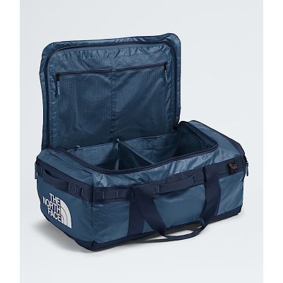 5. The North Face Base Camp Voyager Duffel Bag 62L Recycled Plastic, Thermoplastic Polyurethane Elastomers (TPU) Blue
