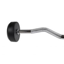 Rubber-coated fixed barbell/bar, curved, 15 kg HMS GSL15
