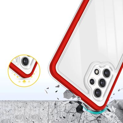 6. Clear 3in1 Case for Samsung Galaxy A72 4G Frame Gel Cover Red