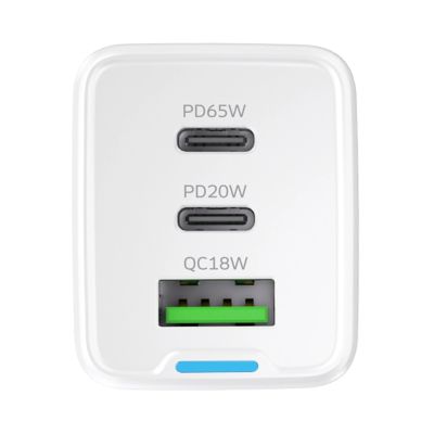 3. Wozinsky GaN 65W Charger with USB-A 2xUSB-C Ports with 65W USB-C Cable - White