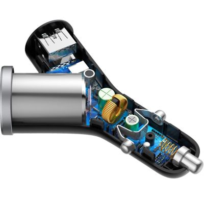 6. Baseus Y Type Car Charger car charger 2x USB + cigarette lighter socket 3.4A black (CCALL-YX01)