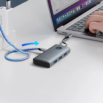 4. Orico PW11-5P USB-C Hub Docking Station 1x USB-A 3.0 + 2x USB-A 2.0 + 1x USB-C PD + 1x HDMI - Gray