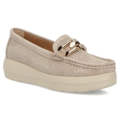 Beige leather wedge loafers Filippo DP7652