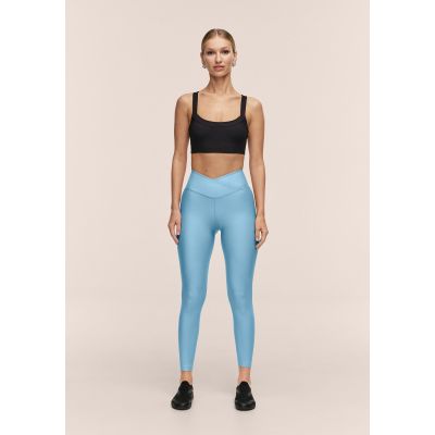 3. CASALL Women's Overlap High Waist Tights Training Leggings, Blue