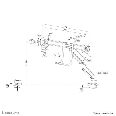 19. Neomounts DS75-450BL2 Monitor Holder/Stand 81.3 cm (32") Desk Black