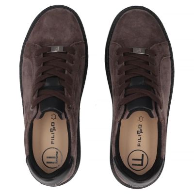 6. Women's leather platform sneakers, brown, Filippo DP6119