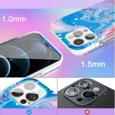 4. Kingxbar Watercolor Series color case for iPhone 12 Pro Max Blue-pink