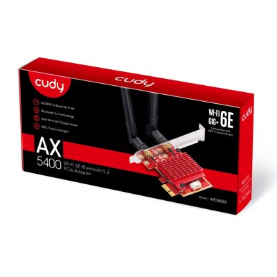 3. CUDY WE3000S AX5400 Wi-Fi 6 + BT 5.2 Network Card Intel AX210 PCIe Heatsink