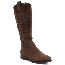 Women's openwork suede boots brown S.Barski HY62-8144