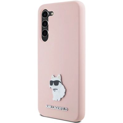 2. Karl Lagerfeld Silicone Choupette Metal Pin case for Samsung Galaxy S23+ - pink