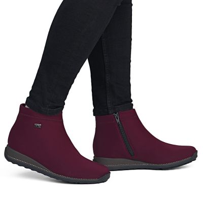 6. Rieker TEX 98251-35 waterproof insulated burgundy women's ankle boots