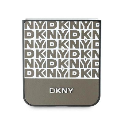 5. DKNY Repeat Pattern Bottom Stripe Case for Samsung Galaxy Z Flip 6 - Brown