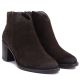 4. Women's leather ankle boots with a block heel, suede, chocolate, Cambell JE19473