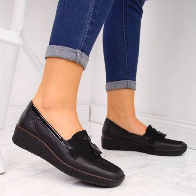 2. Rieker W RKR395 black wedge shoes
