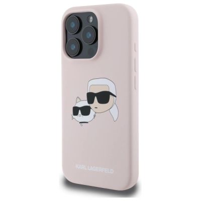 2. Karl Lagerfeld Silicone Nauble Heads Print MagSafe Case for iPhone 16 Pro Max - Pink