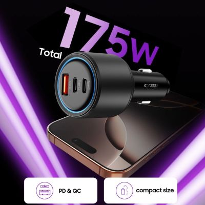 4. CC04 3-port PD175W car charger - black