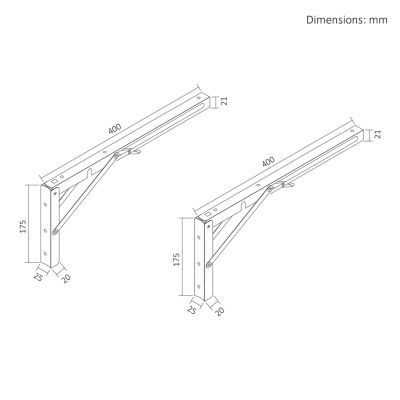 2. MACLEAN FOLDING WALL SHELF BRACKET MACLEAN FOLDING WALL SHELF BRACKET, MIN 350MM, MAX 700MM, MAX 50KG, 2 PIECES, M