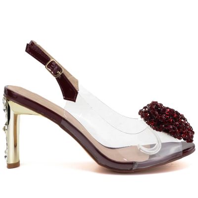 2. Burgundy Transparent Heeled Sandals D&A MR62-9077