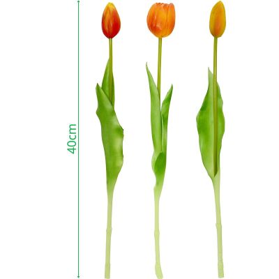 19. BOUQUET OF 5 ORANGE TULIPS 39 CM LIFE-LIKE SPRING DECORATION