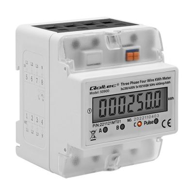 9. QOLTEC THREE-PHASE ENERGY CONSUMPTION METER FOR DIN RAIL | 230V | LCD | 4P