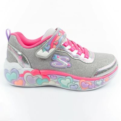 Skechers S Lights LED Children's Velcro Shoes for Girls Gray