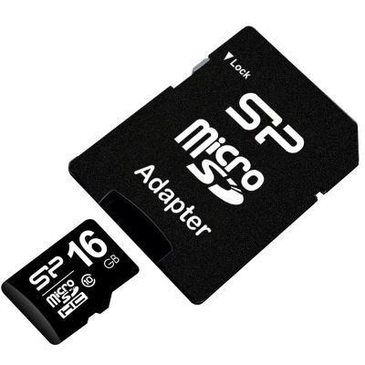 4. Silicon Power microSDHC 16 GB Class 10 Memory Card + microSD-SD ADAPTER (SP016GBSTH010V10SP)