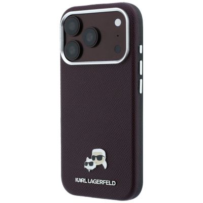 2. Karl Lagerfeld Grained Choupette Head Metal MagSafe case for iPhone 18 Pro Max - burgundy