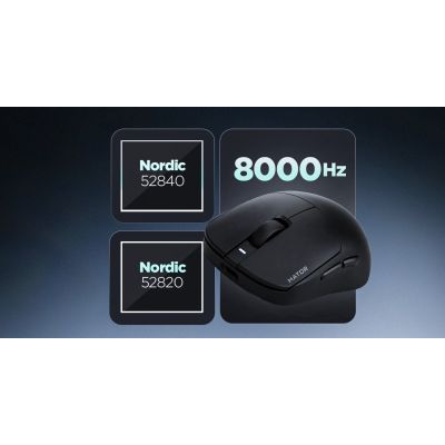 19. HATOR Quasar 3 Ultima 8K Wireless Gaming Mouse Right Side RF Wireless + Bluetooth + USB Type-C Optical 30000 DPI