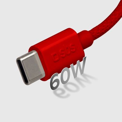 7. SBS TECABLETISSUETCCR USB-C - USB-C 1.5m 60W Braided Cable - Red