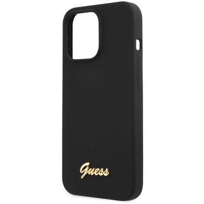 6. Guess GUHCP13XLSLMGBK iPhone 13 Pro Max 6.7" black/black hardcase Silicone Script Gold Logo