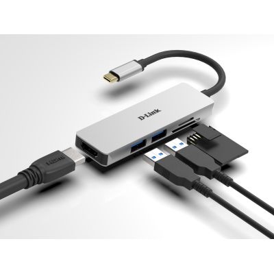 3. D-Link DUB-M530 Wired Docking Station USB 3.2 Gen 1 (3.1 Gen 1) Type-C Aluminum, Black