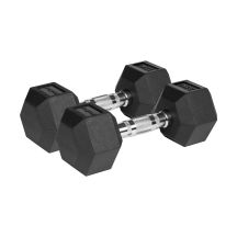 Rubber-coated cast iron dumbbells HEX 2x7.5 kg REBEL ACTIVE