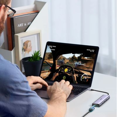 11. Ugreen CM512 90568 USB-C Adapter - 2x USB-A 3.0 / HDMI / RJ45 / SD and TF Card Reader / USB-C PD 100W - Gray