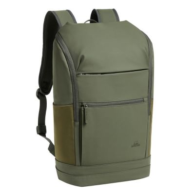 24. Rivacase Eden Backpack Travel Backpack Olive Waxed Leather (Pull Up), Polyester, Recycled Polyethylene Terephthalate (rPET)