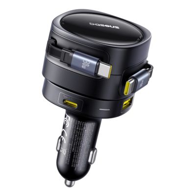5. Baseus Enjoyment Max 90W Car Charger 2 x USB-C + USB-A + USB-C Cable - Black