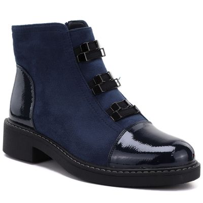 Women's suede insulated ankle boots, blue, M.Daszyński SA252-4