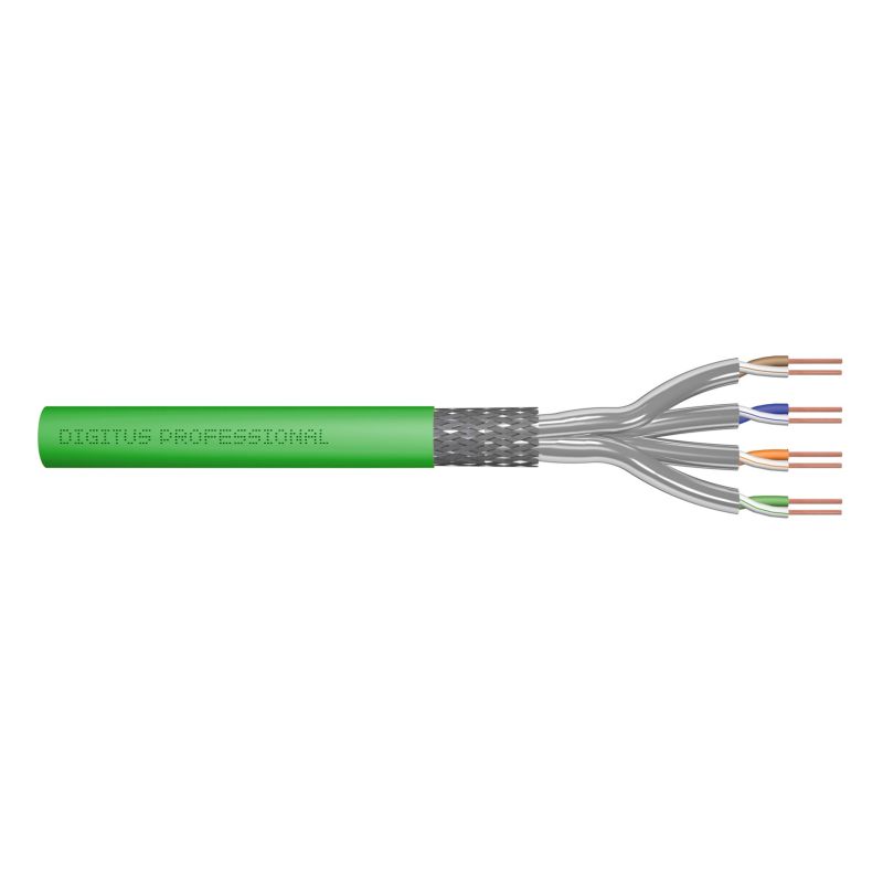 DIGITUS installation cable cat.8.2, S/FTP, Dca, AWG 22/1, LSOH, 500m, green, reel