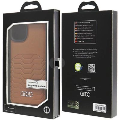 7. Audi Synthetic Leather Case with MagSafe for iPhone 15 Plus / 14 Plus - Brown