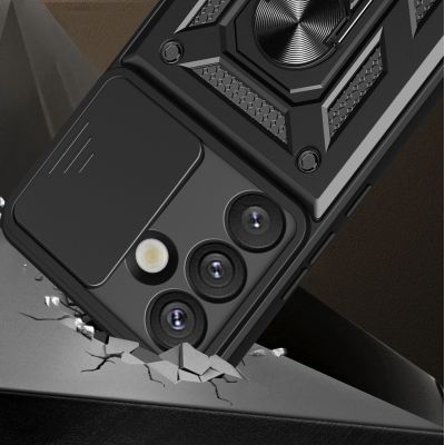 2. Hybrid Armor Camshield Case with Stand and Camera Cover for Oppo F29 Pro 5G - Black