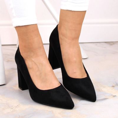24. Sergio Leone W SK316A Suede Pumps on the Block Heel in Black 