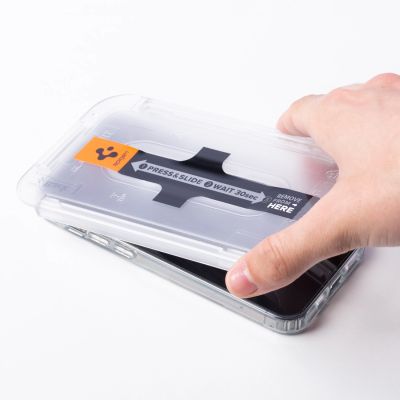 6. Spigen Glas.tR EZ Fit Tempered Glass for iPhone 13 / 13 Pro / 14 / 16e / 17e - 2 pcs.