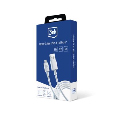 6. 3mk Hyper Cable USB-A / micro USB 5V 2.4A 1.2m - white