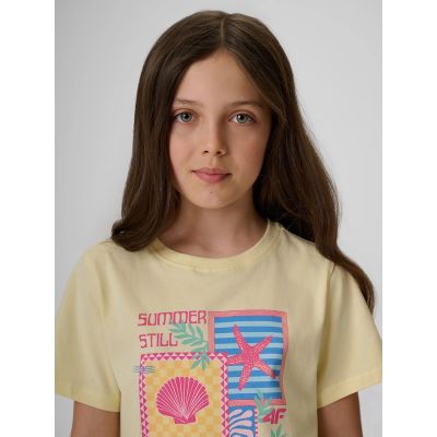 3. Girls' regular printed T-shirt 4F 4FJRSS26TTSHF4418-73S