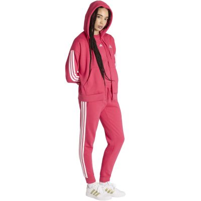 6. Women's adidas Essentials 3-Stripes Full-Zip Fleece Hoodie Pink KF6272