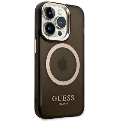 4. Guess GUHMP14LHTCMK iPhone 14 Pro 6.1" black/black hard case Gold Outline Translucent MagSafe