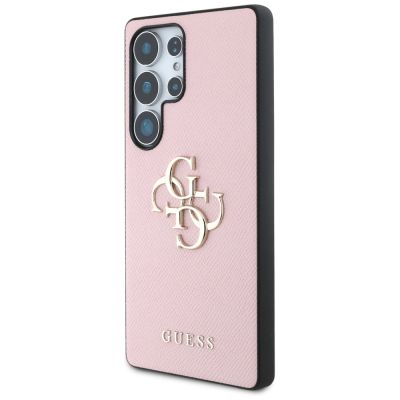 2. Guess Grained Big 4G Logo Small Classic Logo Case for Samsung Galaxy S25 Ultra pink