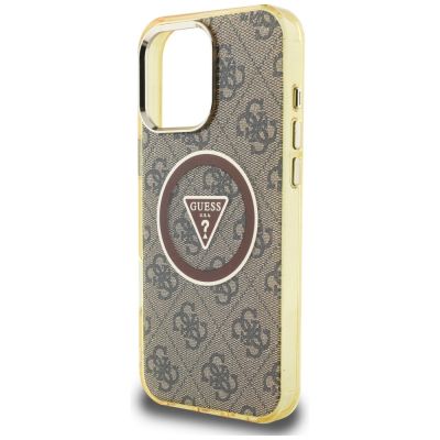 6. Guess IML Metal Glitter 4G Circle Triangle MagSafe Case for iPhone 16 Pro - Brown