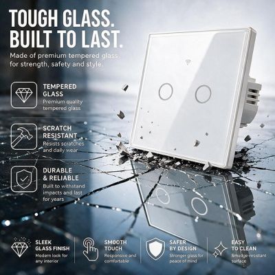 10. QOLTEC LIGHT ON/OFF SWITCH | TOUCH 2-CHANNEL | WI-FI | TIMER | TUYA | WHITE