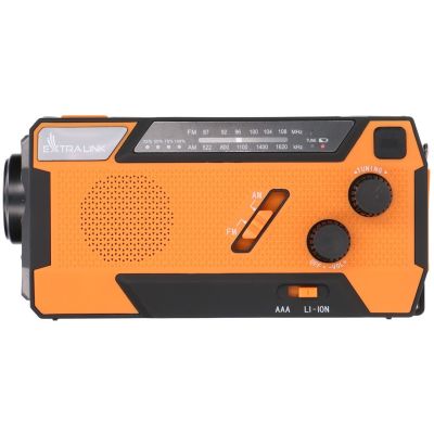 51. Extralink Solar Emergency Radio with Crank Dynamo Powerbank 4000mAh with SOS Flashlight SR-4000 Portable Analog Black, Orange