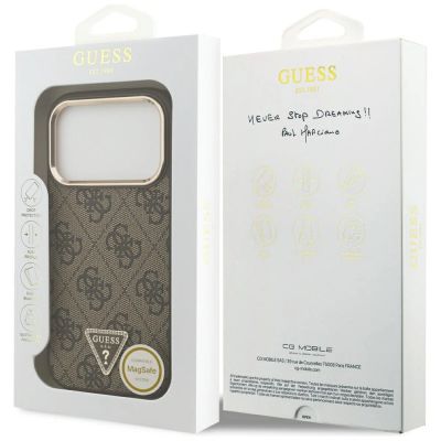 8. Guess 4G Triangle Logo MagSafe Case for iPhone 17 Pro / 18 Pro - Brown